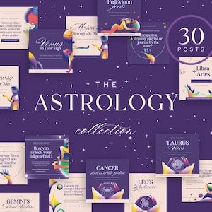 Astrology Social Media Post Templates for Instagram | Zodiac-Themed Canva Designs | Star Sign Content Ideas for Astrology Lovers and Creator