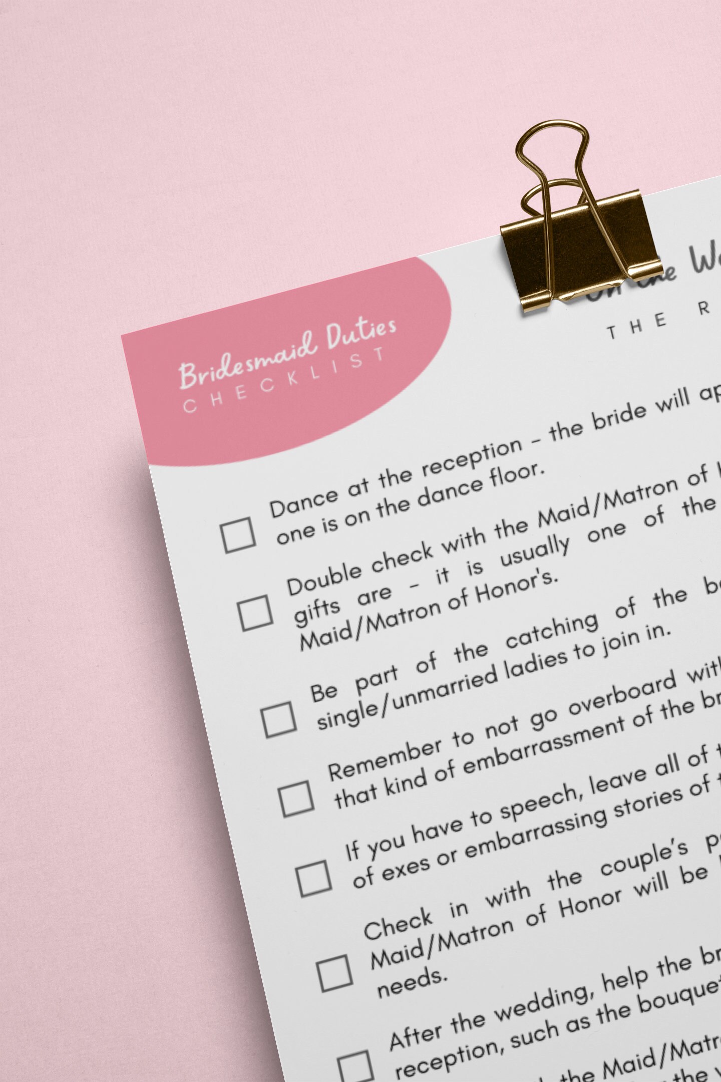Bridesmaid Checklist Bridesmaid Duties Planner for Bridesmaid - Etsy ...
