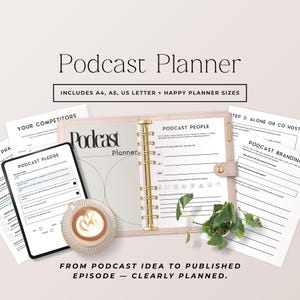 Podcast Planner Printable, Beginner Podcast Launch Planner, Episode Template Workbook, Content Calendar PDF, Creator Startup Kit P2