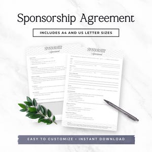 Sponsorship Agreement Template | Editable Canva Contract | Nonprofit Sponsorship Proposal | Event Sponsor Form | A4 & US Letter