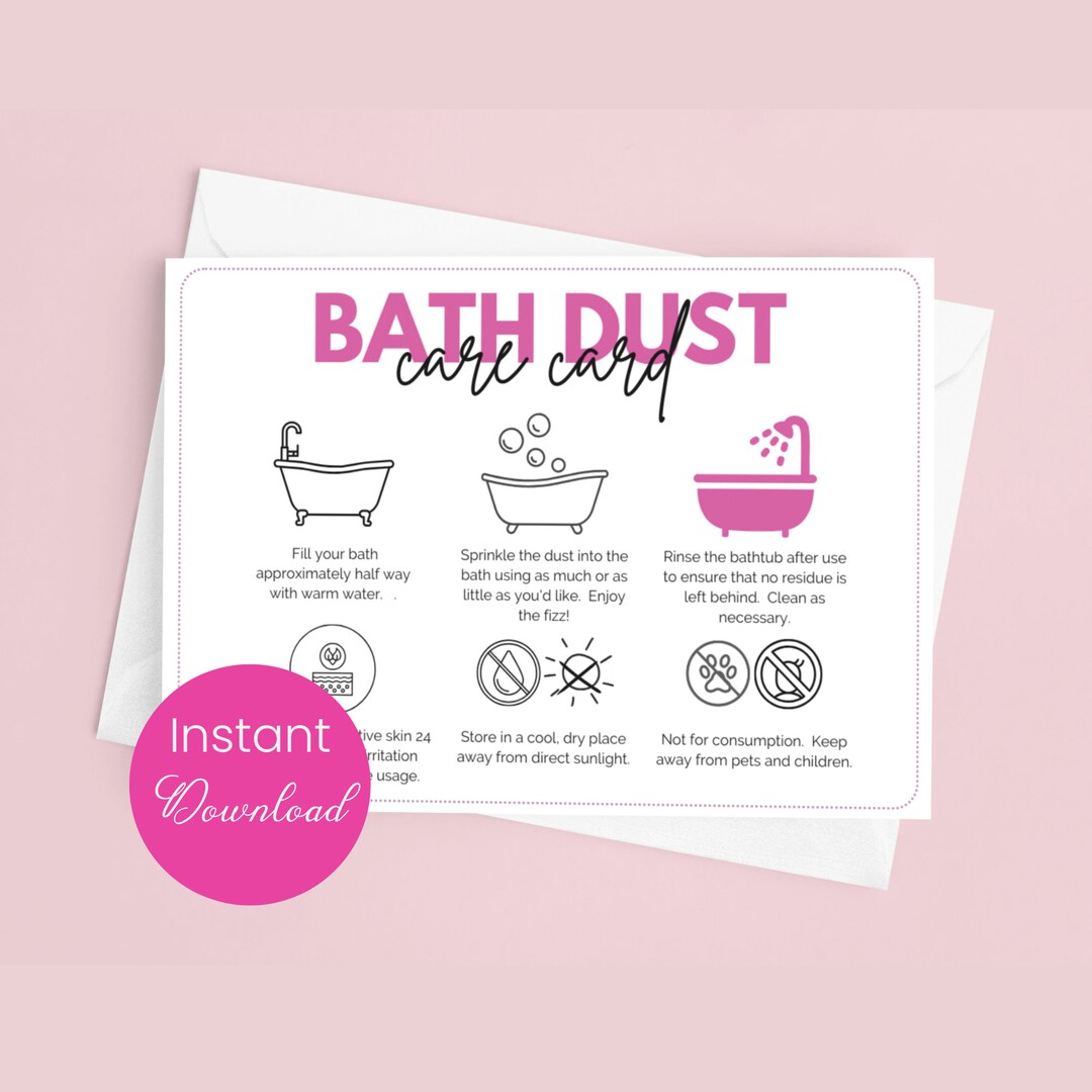 Bath Dust Care Card Template Bath Fizz Care Guide Printable Bath Powder