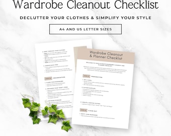 Closet Declutter Checklist | Wardrobe Planner Printable | Capsule Wardrobe Guide | Closet Reset Planner | Canva Template | A4 & US Letter