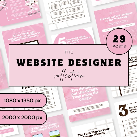 Website Designer Instagram Posts Editable Web Design Social Media Templates Web Creator Bundle Website Builder Branding Kit Canva Templates