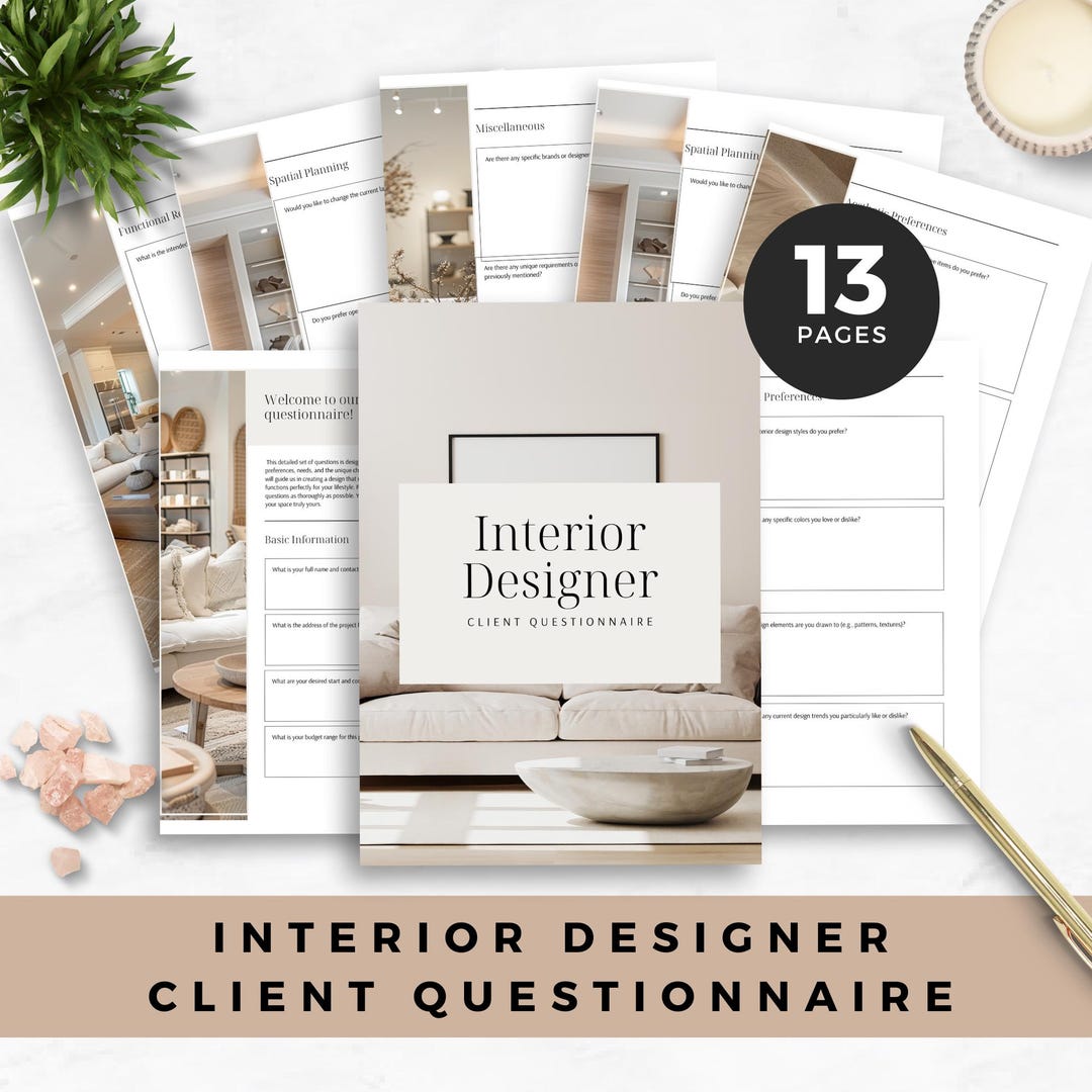 Interior Design Client Intake Form Editable Interior Designer ...