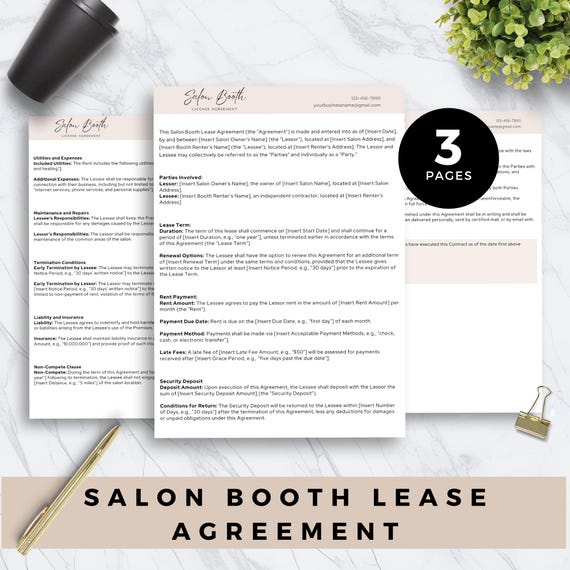 Salon Booth Rental Agreement Template Editable Beauty Salon