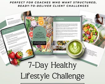 Health Coach Workbook Template, Editable Canva Challenge, 7 Day Healthy Lifestyle, Wellness Coach Client Resource, A4 & US Letter, Sprint