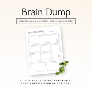 Overwhelm Printable, Brain Dump Planner, Organize Your Thoughts Worksheet, ADHD Mind Reset Page, Mental Clarity PDF, Sprint
