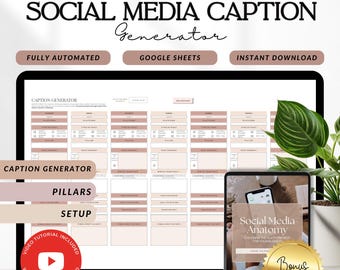 Social Media Content Planner Spreadsheet Instagram Caption Generator Google Sheets Post Creator Tool for Facebook Post-Scheduling Tool