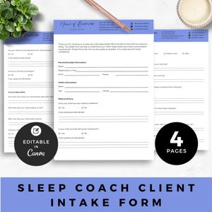 Editable Sleep Coach Intake Form Canva Template | Baby Sleep Consultant New Client Form PDF | Sleep Consultation Questionnaire A4 US Letter