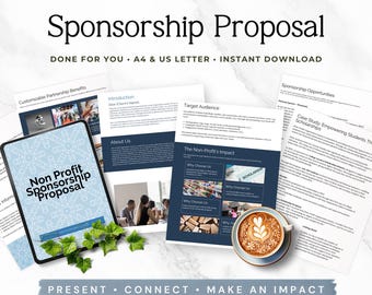 Vorlage für gemeinnützigen Patenschaftsvorschlag Bearbeitbar Charity-Sponsoring-Paket-Bundle Fundrafting-Veranstaltung Patenvorschlag Non-Profit P3