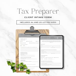 Formulario de admisión de clientes de impuestos para preparadores, organizador de impuestos editable en Canva (PDF), plantilla de incorporación de clientes para contadores públicos certificados y servicios de contabilidad (P2)