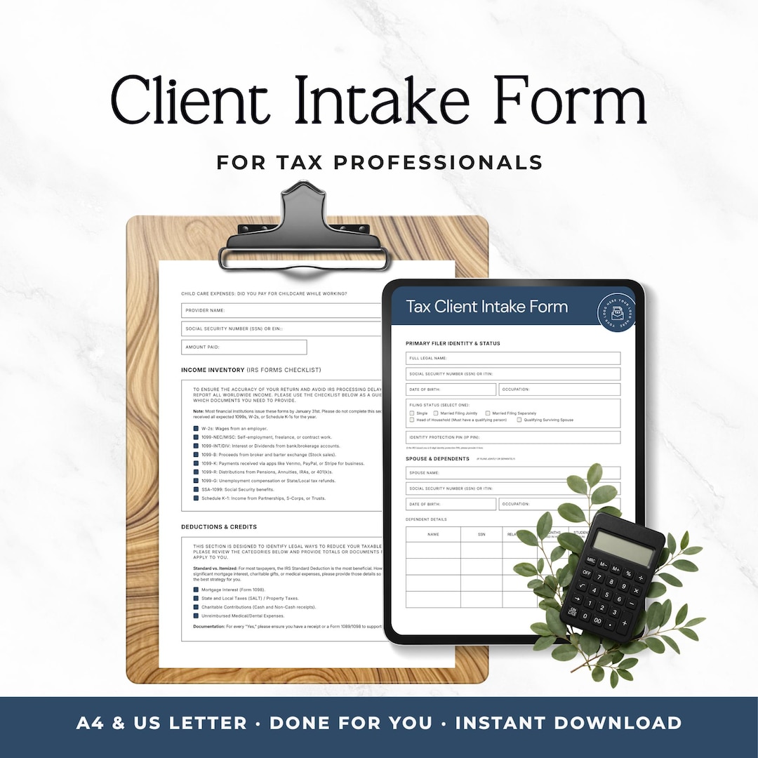 Tax Client Intake Form Template, Editable Canva Tax Organizer ...