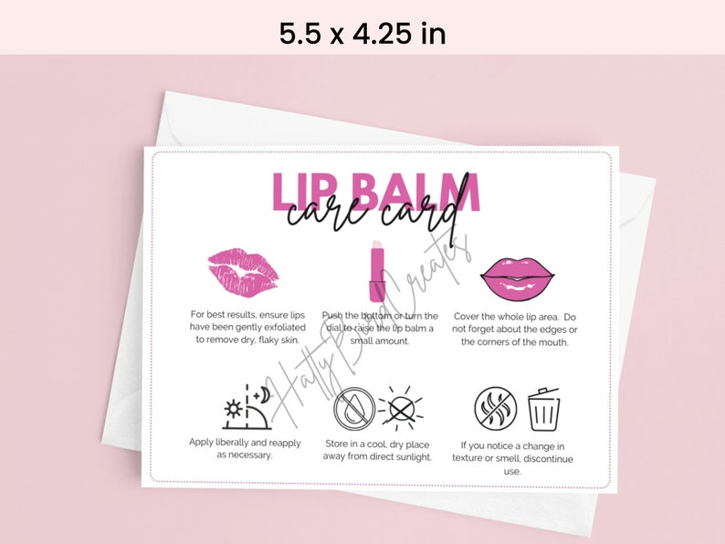 Tube Lip Balm Care Card Lip Salve Instructions for Lip Balm Etsy