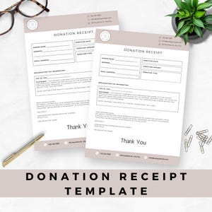 Donation Receipt Template Editable Non Profit Business Form Charity Donation Record for Organization Gift Receipt Instant Download