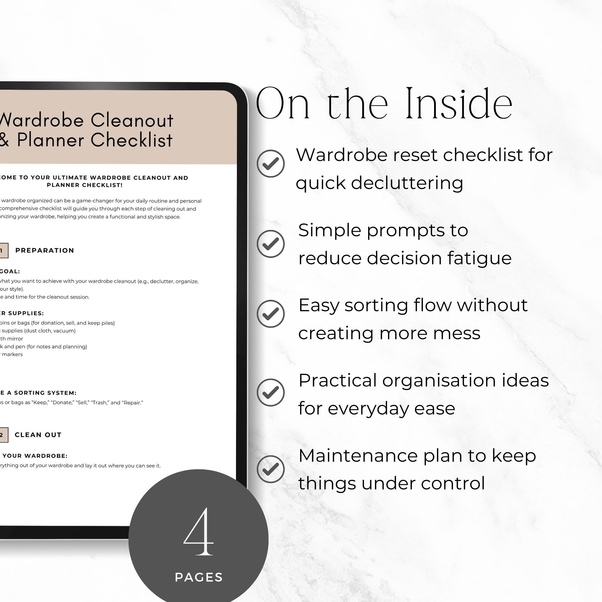 Editable Closet Declutter Checklist Printable, Wardrobe Planner Canva ...