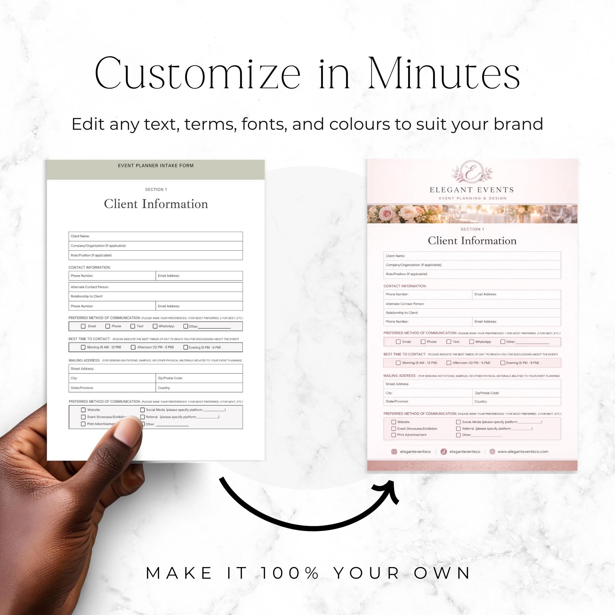 Event Planner Client Intake Forms Bundle, Canva Event Planning ...