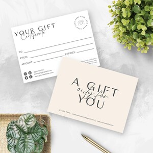 Gift Certificate Template Editable Minimal Gift Voucher DIY Printable ...