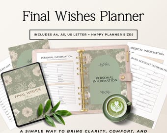 Final Wishes Planner Printable, End of Life Binder, Emergency Information Organizer, Estate Workbook Sprint