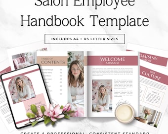 Salon Employee Handbook Template | Editable Canva Staff Manual | Salon Onboarding Guide | Employee Training Manual | A4 & US Letter