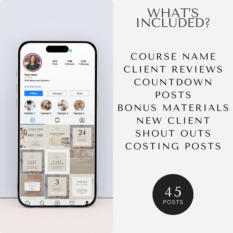 course creator template bundle
online course launch marketing kit