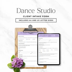 Dance Studio Client Intake Form Editable Registration and Membership Template for Instructors & Coaches Instant Download PDF Canva