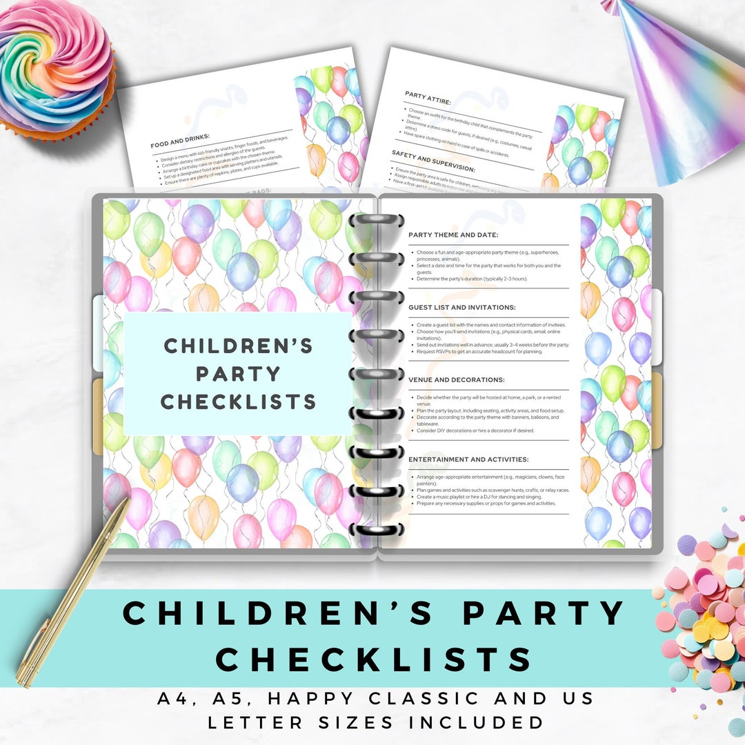 Printable Birthday Party Checklist Kids Party Planner Organizer Digital ...