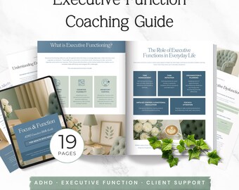 Caderno de Exercícios de Função Executiva, Caderno de Exercícios de Coaching para TDAH, Modelo Editável do Canva, Recurso para Coach de Função Executiva, Sprint 1