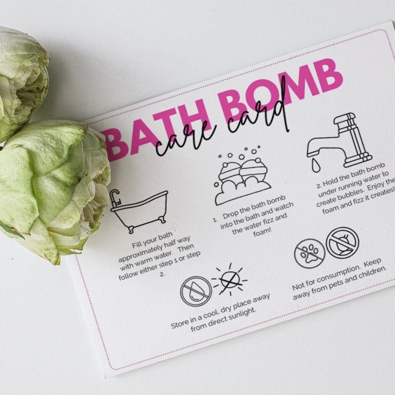 Bath Bomb Care Card Bath Bomb Instructions Printable Bath Bomb Template