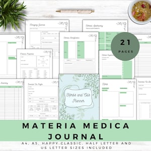 Herbalism Journal afdrukbare Materia Medica werkmap, sjabloon natuurlijke geneeskunde, holistische gezondheidsplanner, homeopathie tracker pdf-bundel