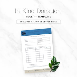 Vorlage für eine Quittung über Sachspenden, bearbeitbares Canva NonProfit-Konto, druckbarer Spendergeschenkdatensatz, Sofort-Download-PDF