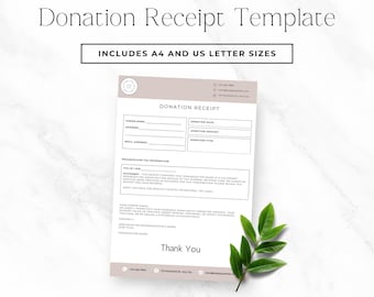 Donation Receipt Template Editable Non Profit Business Form Charity Donation Record for Organization Gift Receipt Instant Download Phase 4