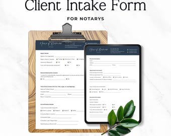 Notary Client Intake Form, Digital Notary Log, Client Information Sheet, Notary Checklist, Printable Template for Mobile Notary Business P2