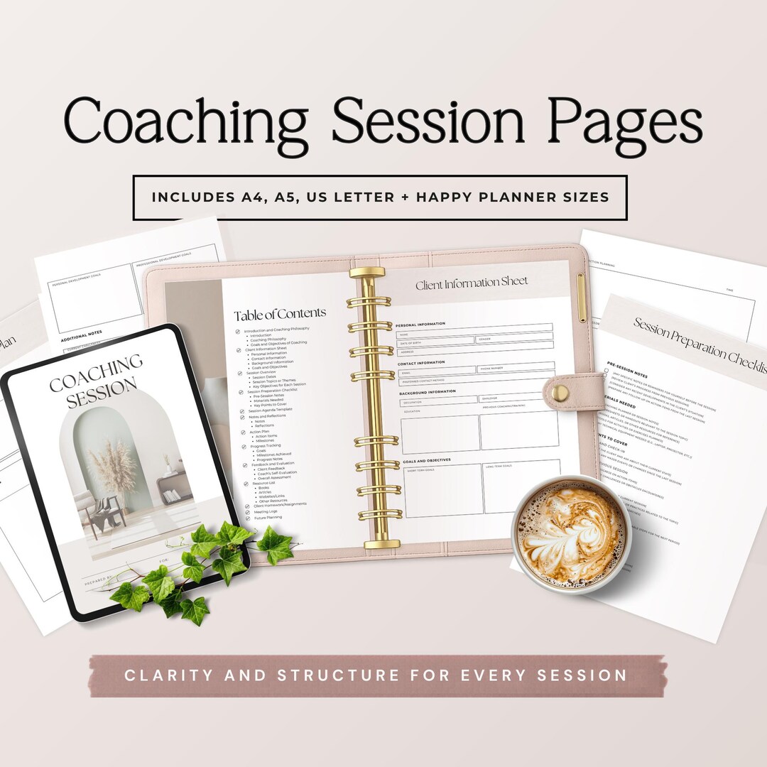 Printable Coaching Session Planner PDF, Client Session Organizer for ...