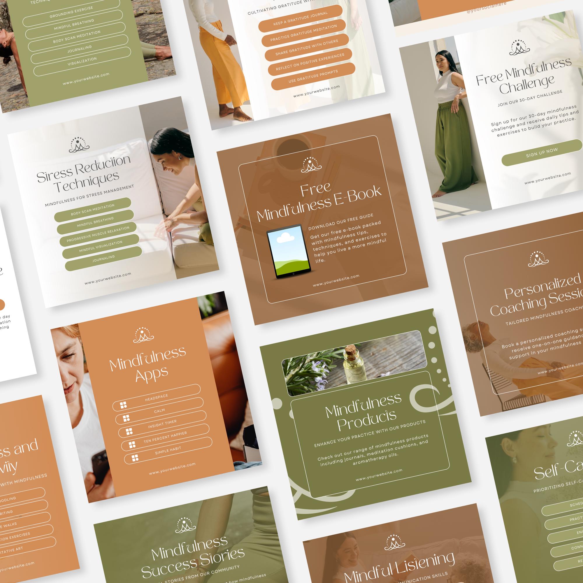 Mindfulness Coach Instagram Templates | Canva Social Media Kit ...