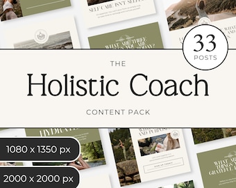 Holistic Coach Instagram Templates for Canva, Wellness Social Media Bundle for Life Coaches, Healers, Mindset & Spiritual Coaches, Sprint