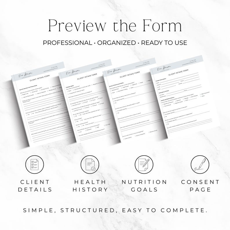 Nutrition Coach Intake Form Canva Template, Editable Client Onboarding ...