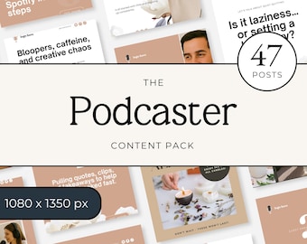 Podcast Instagram Templates, Podcast Canva Template, Social Media Kit for Podcasters, Podcast Promotion Posts Sprint 1