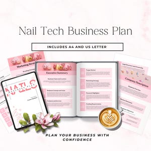 Nail Tech Business Plan Template, Editable Canva Design for Nail Salon Success, Small Business Strategy Guide, Nail Salon Planner P4
