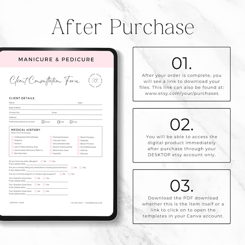 nail salon consent form template printable
nail technician client aftercare instruction sheet