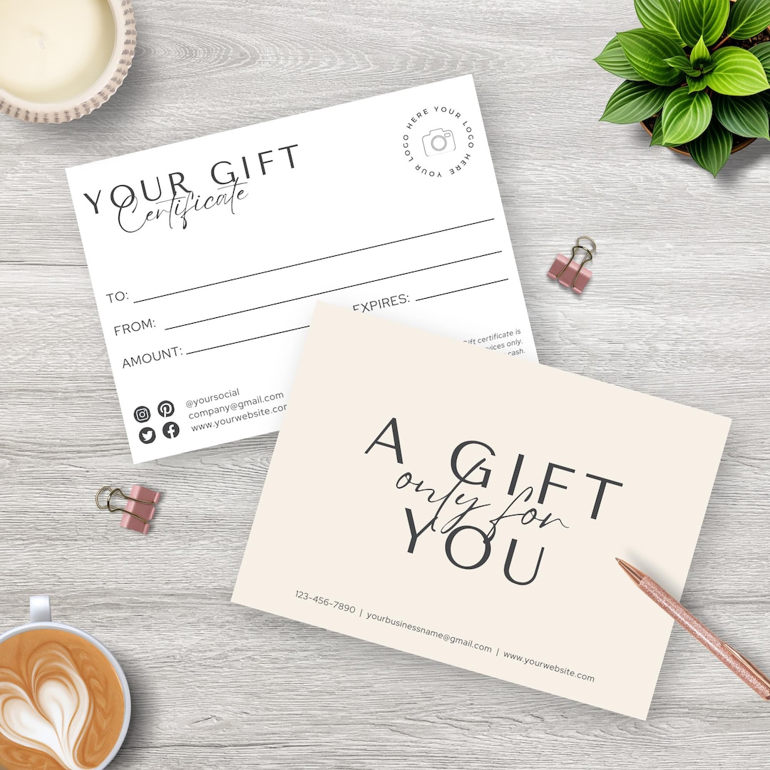 Gift Certificate Template Editable Minimal Gift Voucher DIY Printable ...