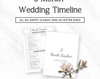 3-Monats-Hochzeitsplaner | Druckbarer Hochzeitszeitplan | Kurze Verlobungs-Checkliste | Countdown bis zur Hochzeit | Wöchentliche Aufgabenliste | Brautplaner (PDF)