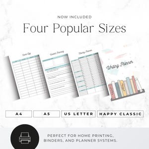 fiction writing planner printable with character profiles and outlines
writing journal for authors with goals, habits, and revision notes