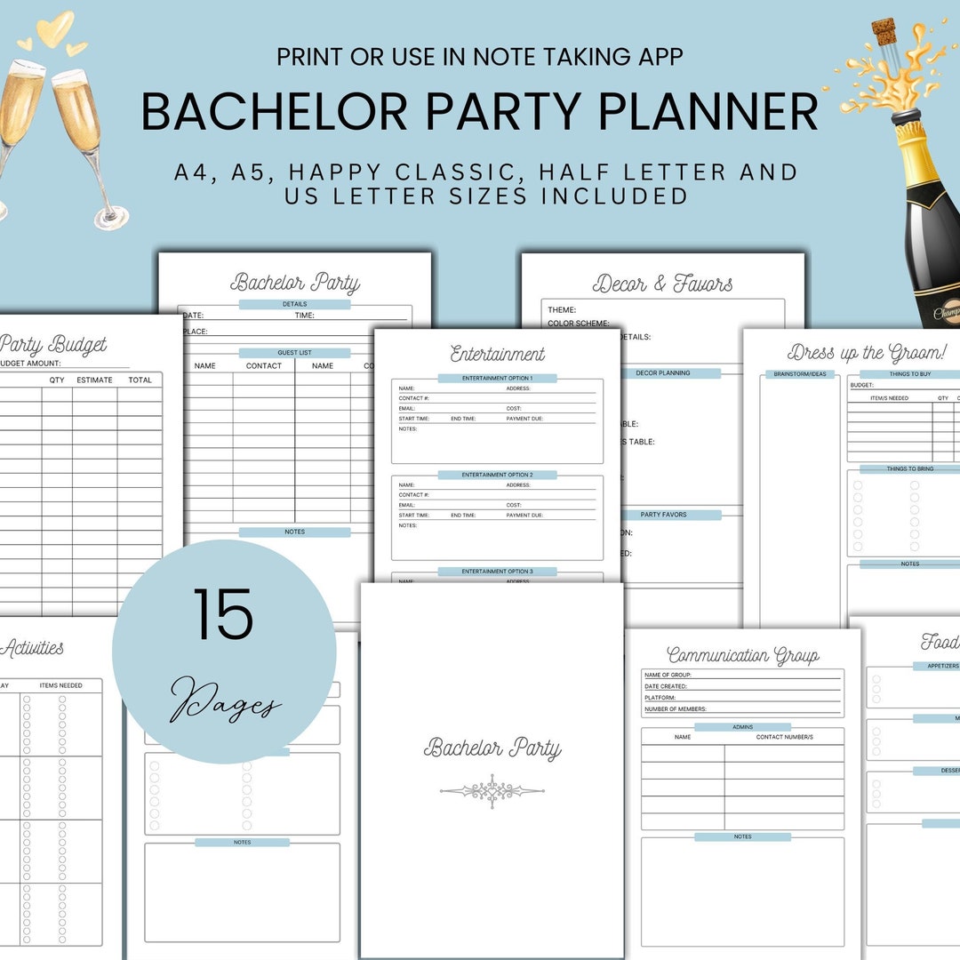 Printable Bachelor Party Planner Stag Party Organizer Bucks Party ...