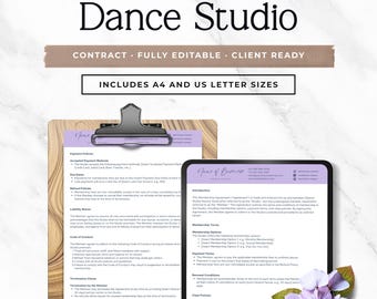 Dance Studio Contract Template, Editable Dance Membership Agreement, Canva Dance Class Form, Studio Welcome Packet Phase 2