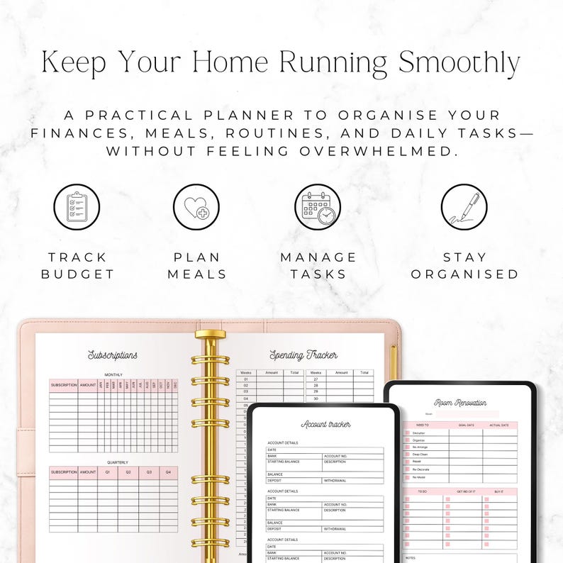 family budget and bill tracker printable planner
meal planner and grocery list printable PDF