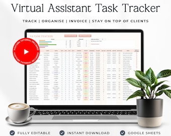 Dashboard dell'assistente virtuale / CRM clienti Google Sheets / Monitoraggio attività e progetti / Monitoraggio fatture / Modello di flusso di lavoro per assistente virtuale / Download digitale