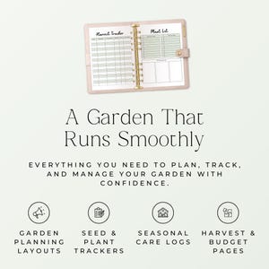 seed log printable and plant tracker pages

garden organizer with calendar and budget