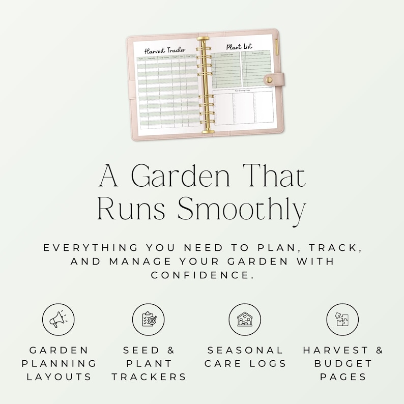 seed log printable and plant tracker pages

garden organizer with calendar and budget