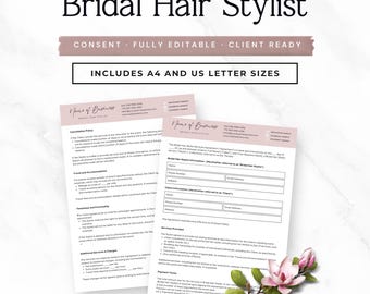 Bridal Hair Contract Template, Wedding Hair Stylist Contract, Editable Canva Agreement, Client Booking Form, Sprint