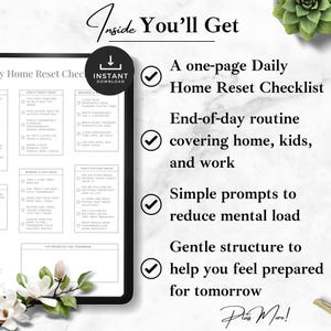 Daily Home Reset Checklist Printable, End of Day Reset Routine for Busy ...